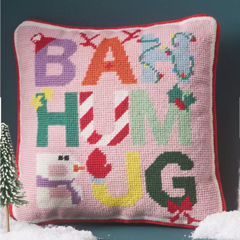 New Furbish ‘Bah Humbug' Needlepoint Pillow